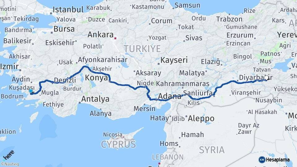 Muğla Milas Siirt Arası Kaç Km - Yol Haritası