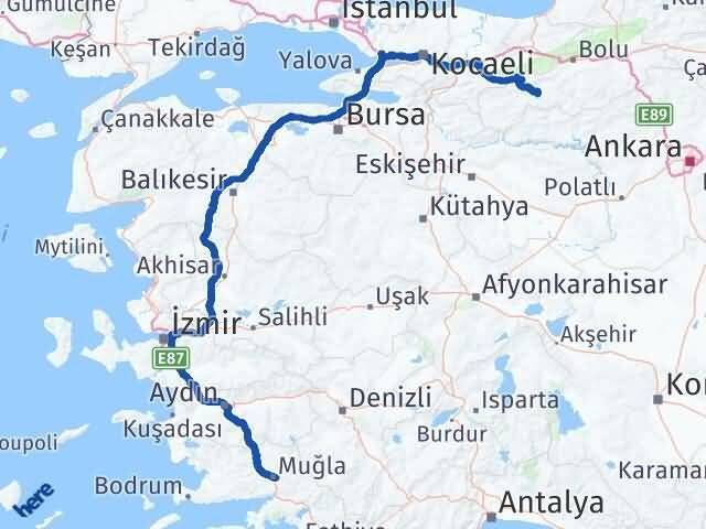 Muğla Mudurnu Bolu Arası Kaç Km - Yol Haritası