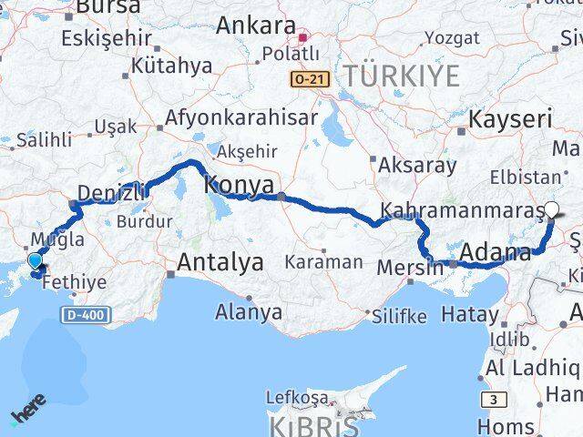 Muğla Onikişubat Kahramanmaraş Arası Kaç Km - Yol Haritası