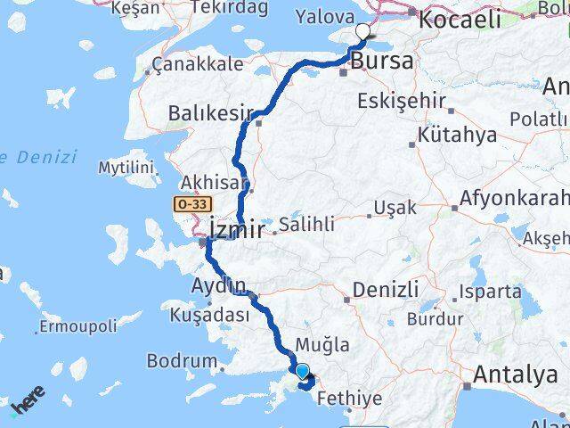 Muğla Orhangazi Bursa Arası Kaç Km - Yol Haritası
