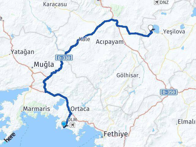 Muğla Ortaca Sarıgerme Salda Yeşilova Burdur Arası Kaç Km - Yol Haritası
