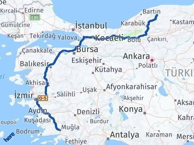 Muğla Pınarbaşı Kastamonu Arası Kaç Km - Yol Haritası