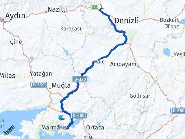 Muğla Sarayköy Denizli Arası Kaç Km - Yol Haritası