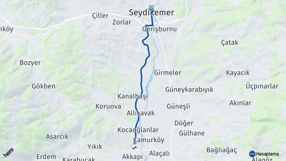 Muğla Seydikemer Alaçat Seydikemer Arası Kaç Km - Yol Haritası