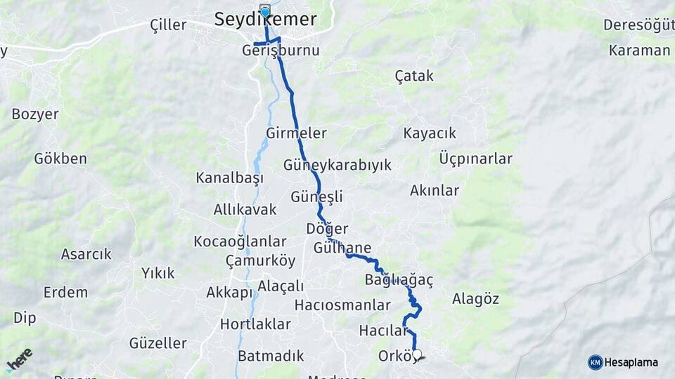 Muğla Seydikemer Arsaköy Seydikemer Arası Kaç Km - Yol Haritası
