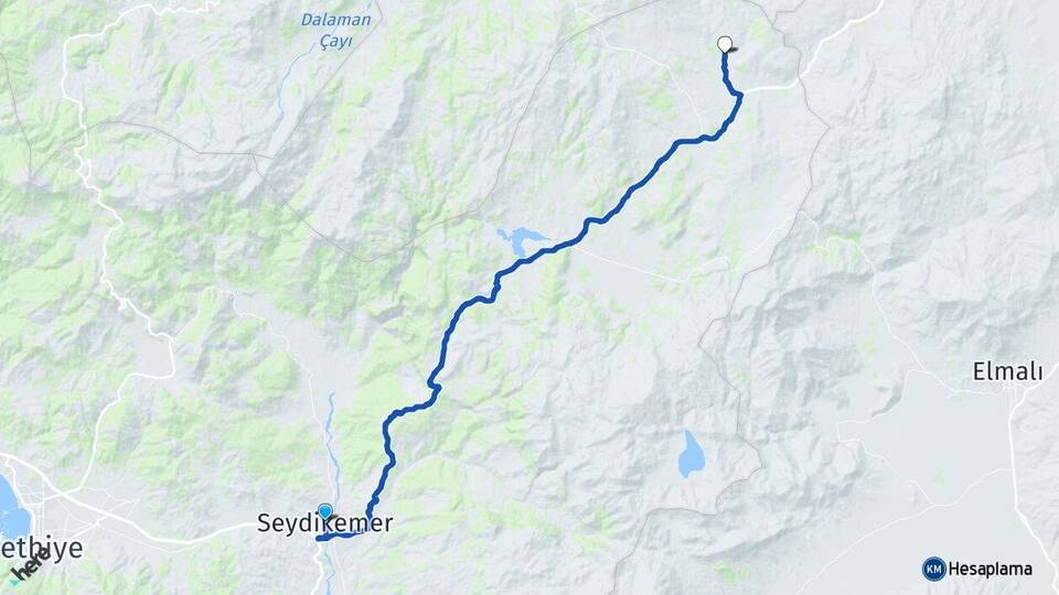 Muğla Seydikemer Çobanisa Seydikemer Arası Kaç Km - Yol Haritası