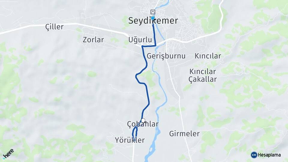 Muğla Seydikemer Çobanlar Seydikemer Arası Kaç Km - Yol Haritası