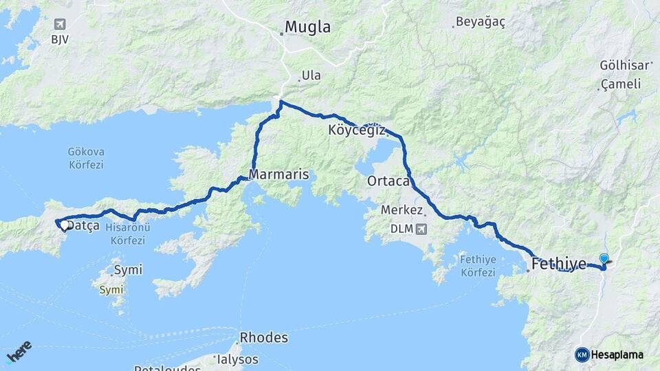 Muğla Seydikemer Datça Arası Kaç Km - Yol Haritası
