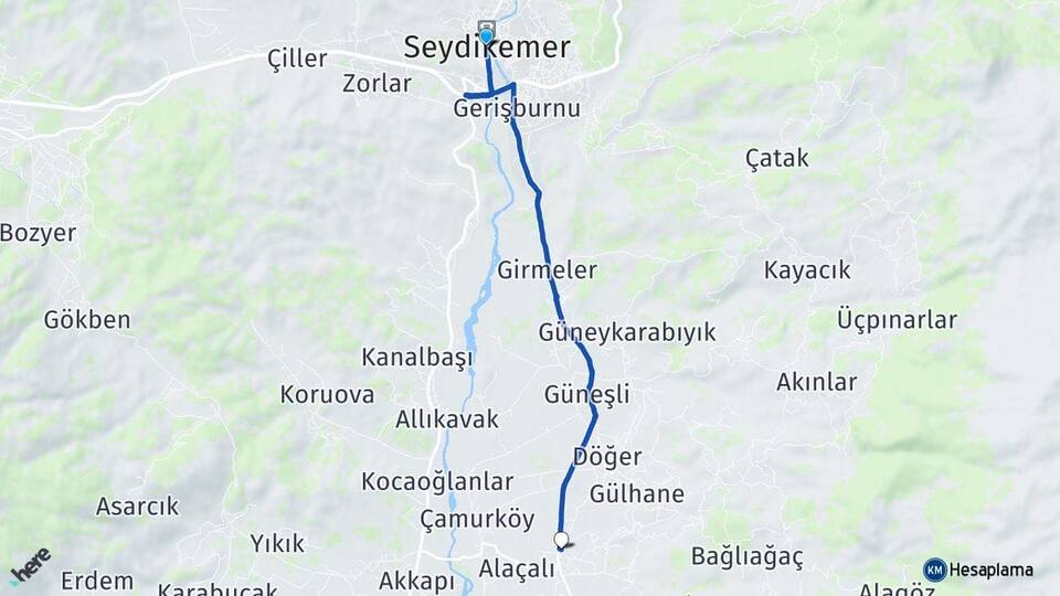 Muğla Seydikemer Kadıköy Seydikemer Arası Kaç Km - Yol Haritası