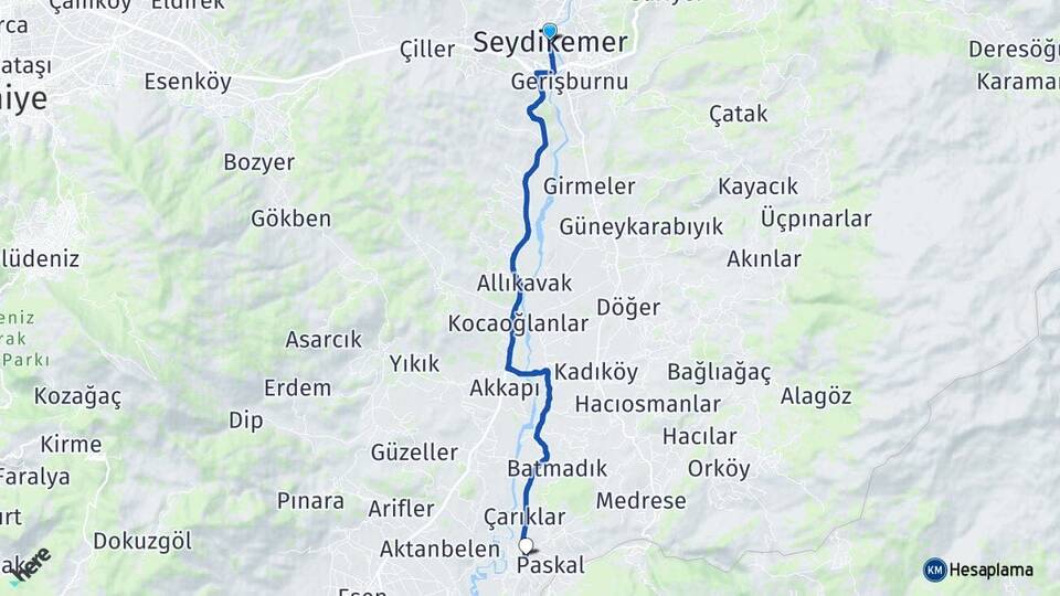 Muğla Seydikemer Korubükü Seydikemer Arası Kaç Km - Yol Haritası