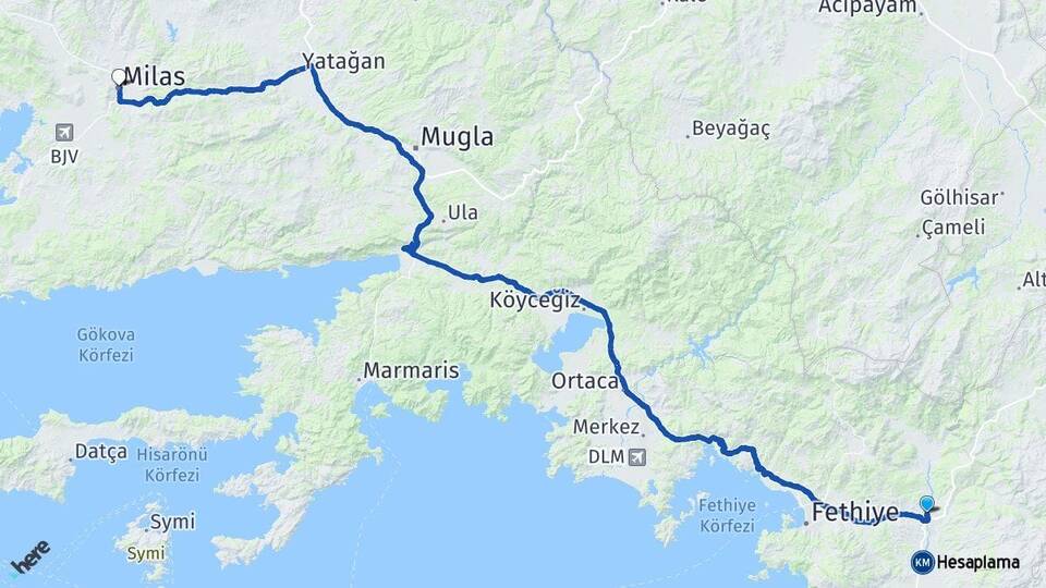 Muğla Seydikemer Milas Arası Kaç Km - Yol Haritası