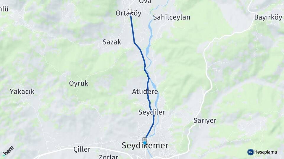 Muğla Seydikemer Ortaköy Seydikemer Arası Kaç Km - Yol Haritası