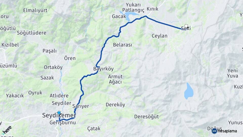 Muğla Seydikemer Seki Seydikemer Arası Kaç Km - Yol Haritası