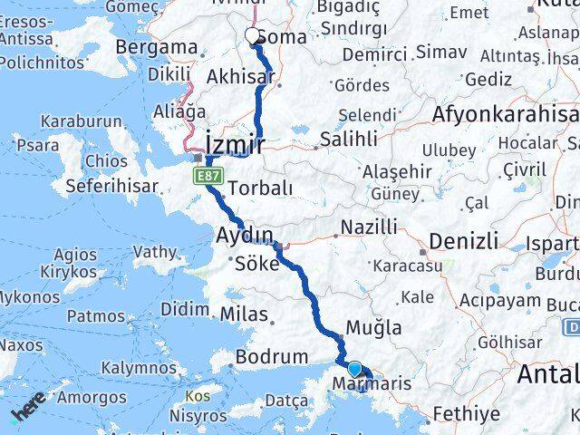 Muğla Soma Manisa Arası Kaç Km - Yol Haritası