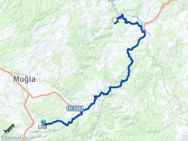 Muğla Ula Avcılar Menteşe Arası Kaç Km - Yol Haritası