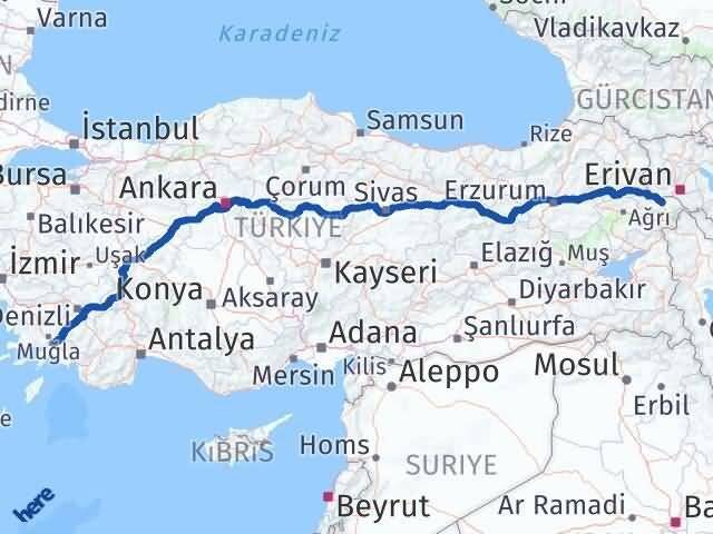 Muğla Ula Iğdır Arası Kaç Km - Yol Haritası