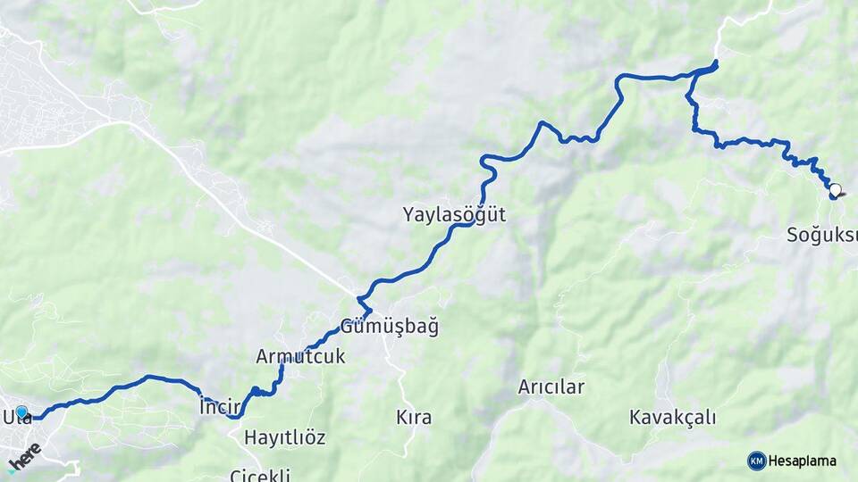 Muğla Ula Turgut Ula Arası Kaç Km - Yol Haritası