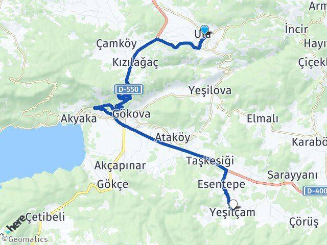 Muğla Ula Yeşilçam Ula Arası Kaç Km - Yol Haritası