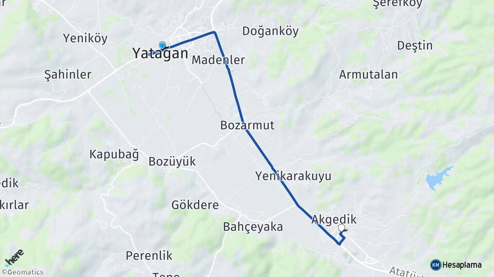 Muğla Yatağan Bayır Menteşe Arası Kaç Km - Yol Haritası