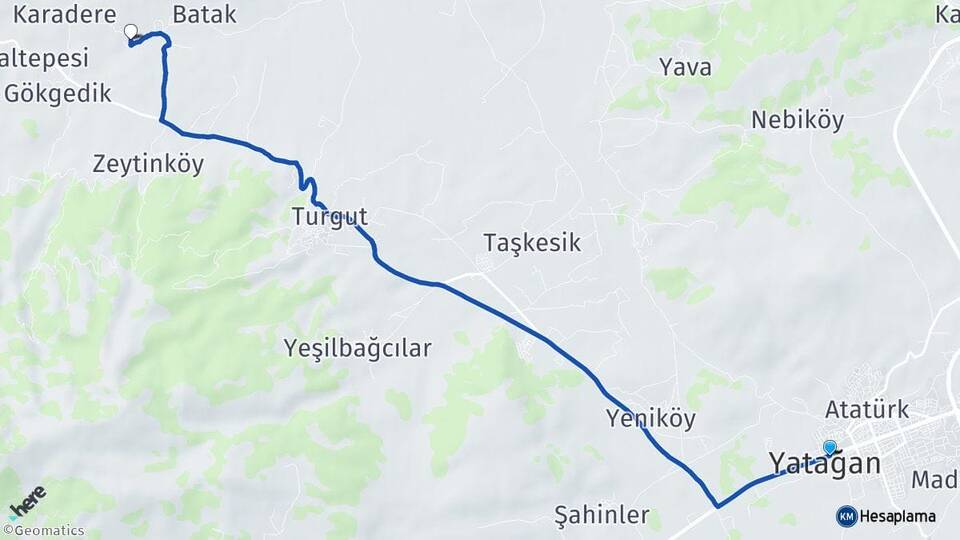 Muğla Yatağan Kırıkköy Yatağan Arası Kaç Km - Yol Haritası