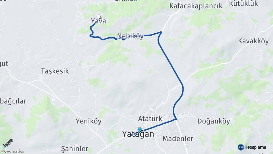 Muğla Yatağan Yava Yatağan Arası Kaç Km - Yol Haritası