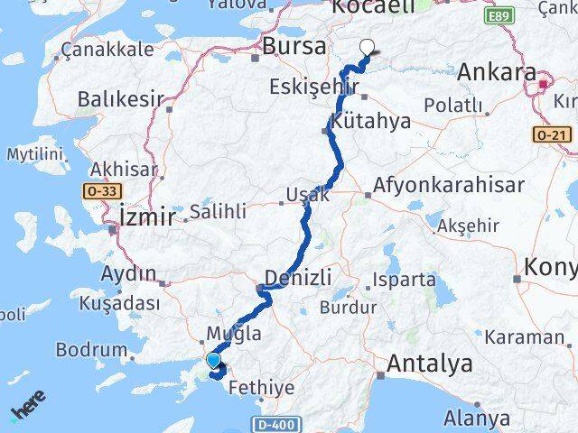 Muğla Yenipazar Bilecik Arası Kaç Km - Yol Haritası