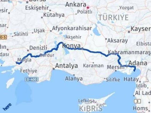 Muğla Yumurtalık Adana Arası Kaç Km - Yol Haritası
