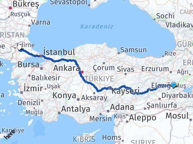 Muş Ağayeri Babaeski Kırklareli Arası Kaç Km - Yol Haritası