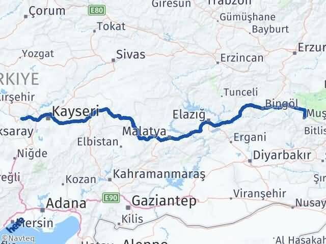 Muş Avanos Nevşehir Arası Kaç Km - Yol Haritası