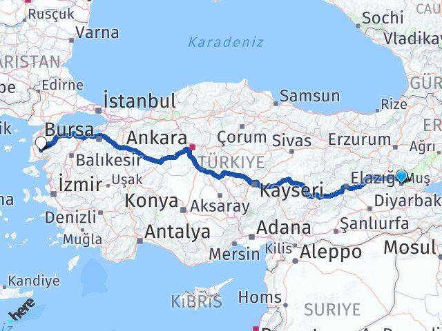 Muş Bayramiç Çanakkale Arası Kaç Km - Yol Haritası