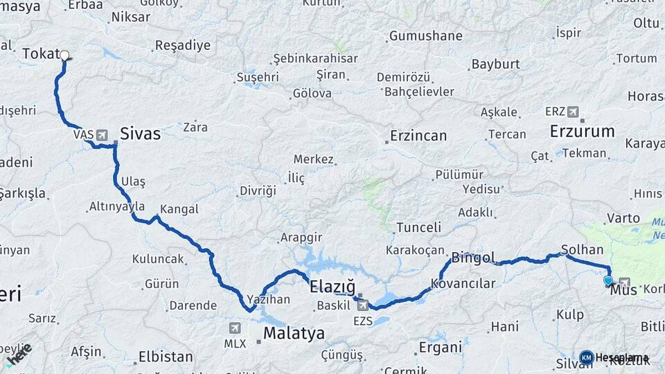 Muş Bostankent Arası Kaç Km - Yol Haritası