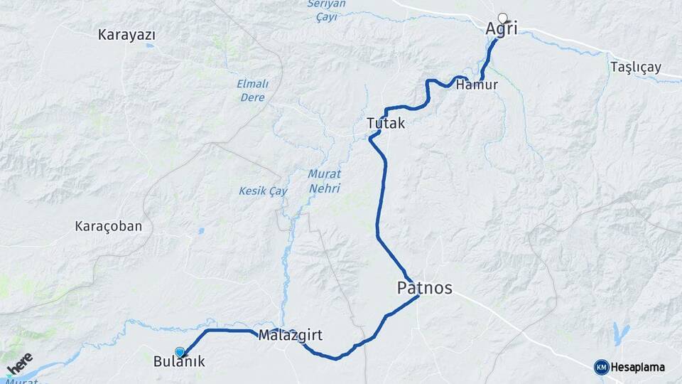 Muş Bulanık Ağrı Arası Kaç Km - Yol Haritası
