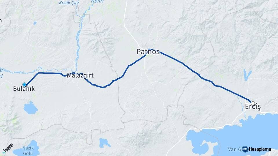 Muş Bulanık Erciş Van Arası Kaç Km - Yol Haritası