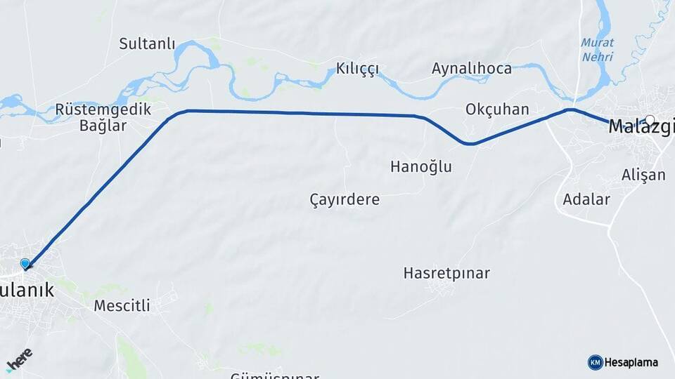Muş Bulanık Malazgirt Arası Kaç Km - Yol Haritası