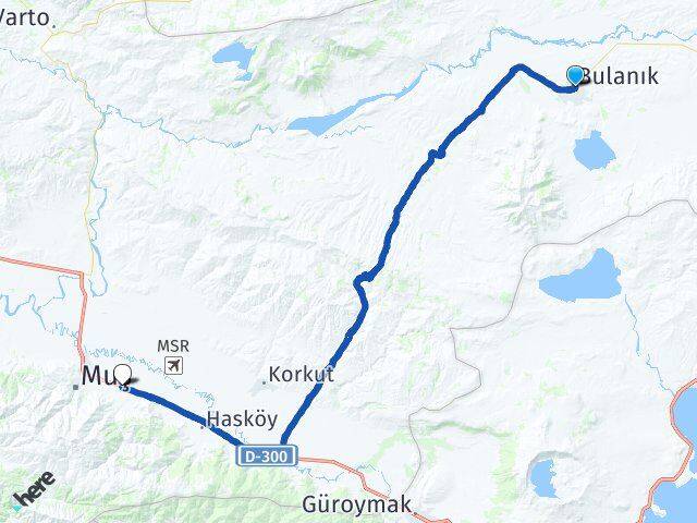 Muş Bulanık Tandoğan Arası Kaç Km - Yol Haritası