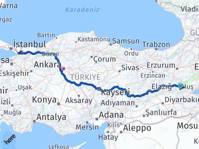 Muş Dilovası Kocaeli Arası Kaç Km - Yol Haritası