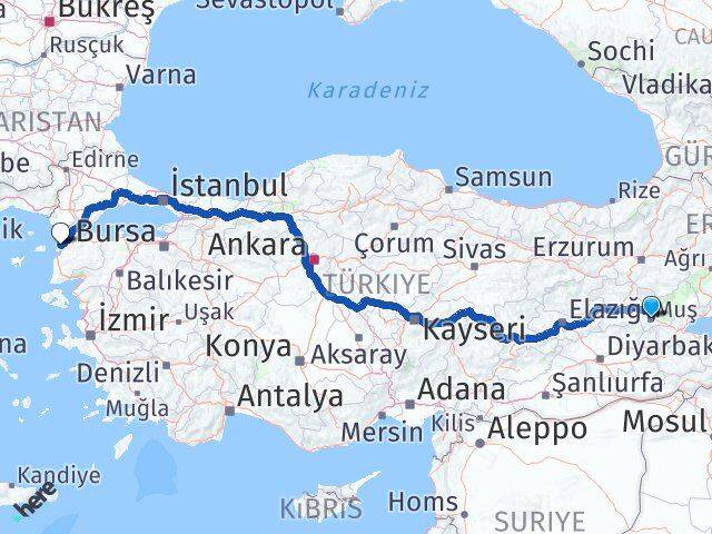 Muş Eceabat Çanakkale Arası Kaç Km - Yol Haritası
