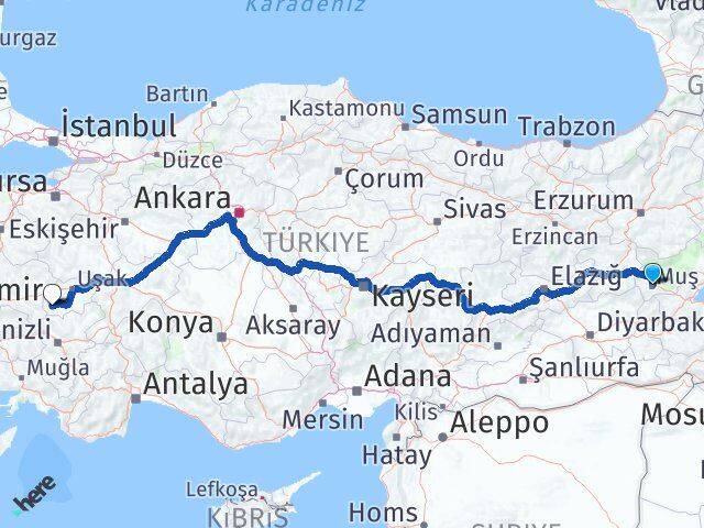 Muş Eşme Uşak Arası Kaç Km - Yol Haritası