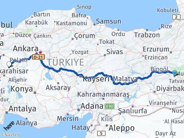 Muş Han Eskişehir Arası Kaç Km - Yol Haritası
