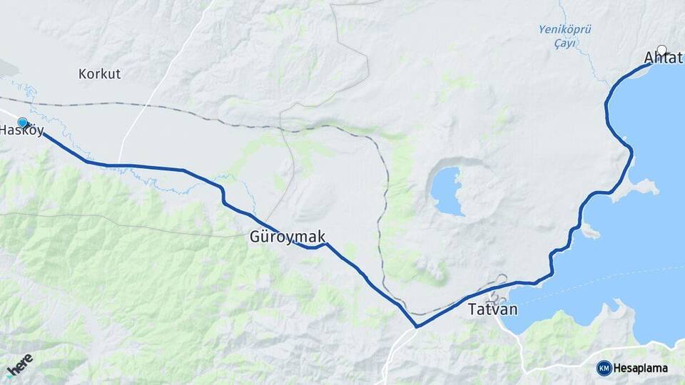 Muş Hasköy Ahlat Bitlis Arası Kaç Km - Yol Haritası