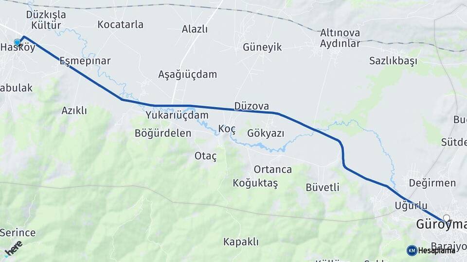 Muş Hasköy Güroymak Bitlis Arası Kaç Km - Yol Haritası
