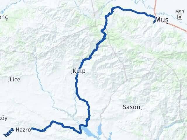 Muş Hazro Diyarbakır Arası Kaç Km - Yol Haritası
