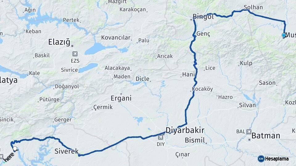 Muş Kahta Adıyaman Arası Kaç Km - Yol Haritası