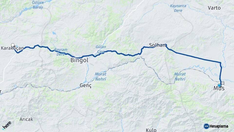 Muş Karakoçan Elazığ Arası Kaç Km - Yol Haritası