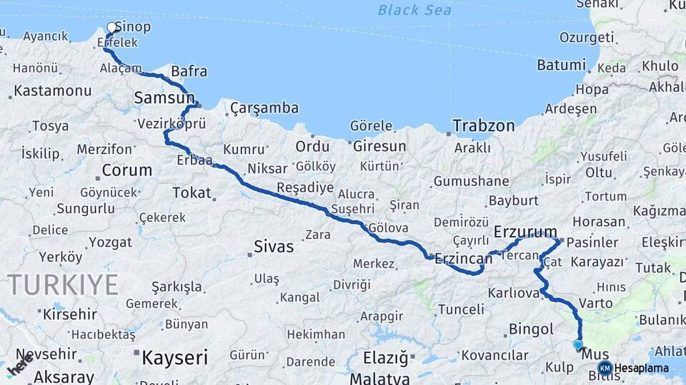 Muş Karaköprü Arası Kaç Km - Yol Haritası