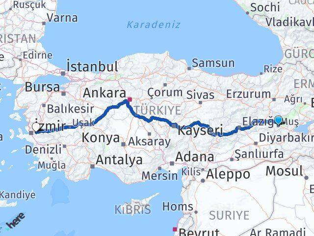 Muş Kemalpaşa İzmir Arası Kaç Km - Yol Haritası