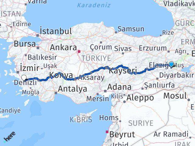 Muş Koçarlı Aydın Arası Kaç Km - Yol Haritası