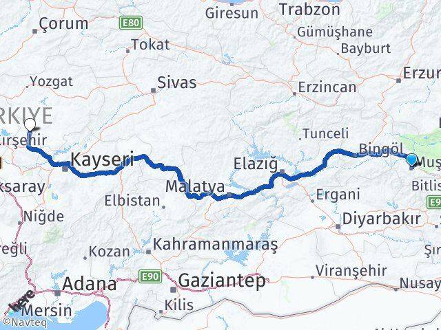Muş Kozaklı Nevşehir Arası Kaç Km - Yol Haritası