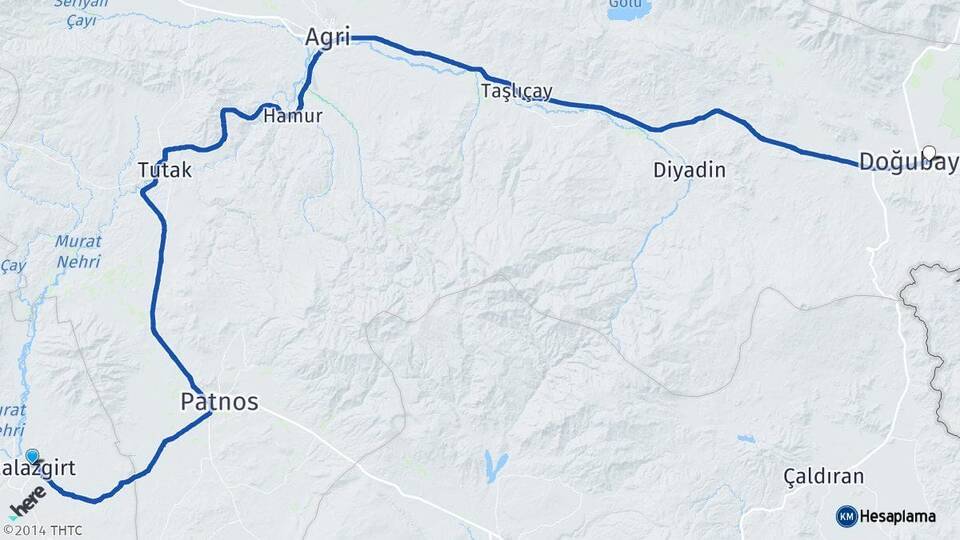 Muş Malazgirt Doğubayazıt Ağrı Arası Kaç Km - Yol Haritası