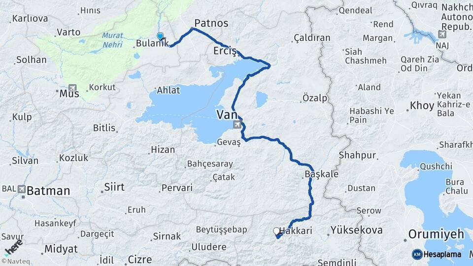 Muş Malazgirt Hakkari Arası Kaç Km - Yol Haritası